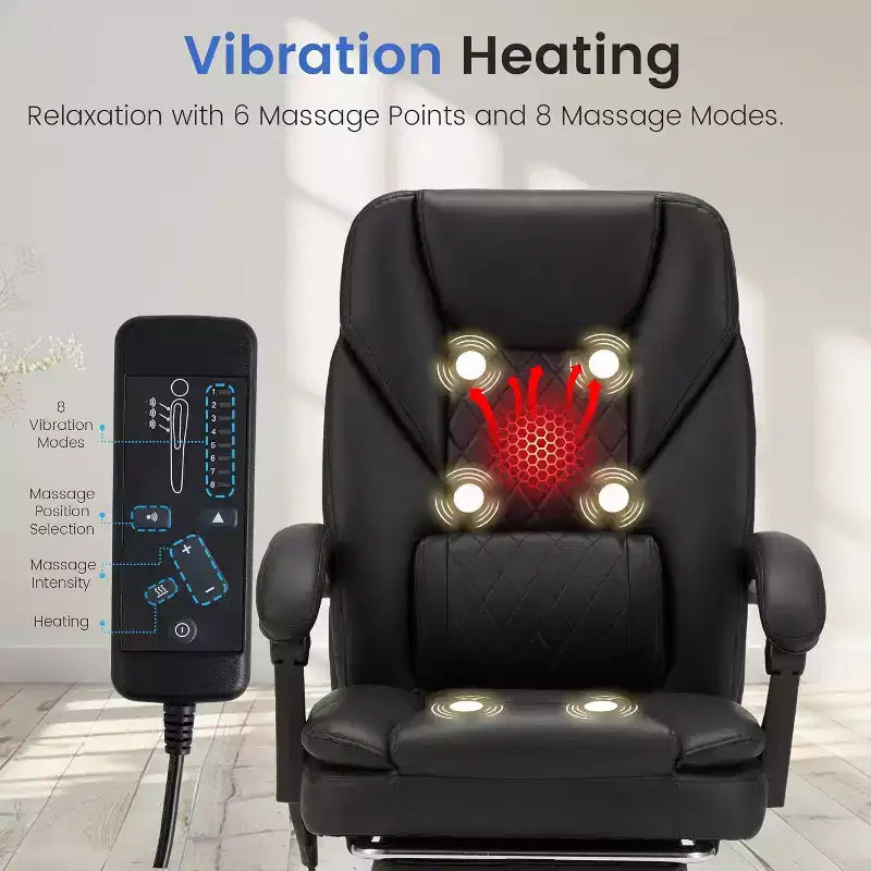 EROMMY 6-Point Massage Office Chair,Black