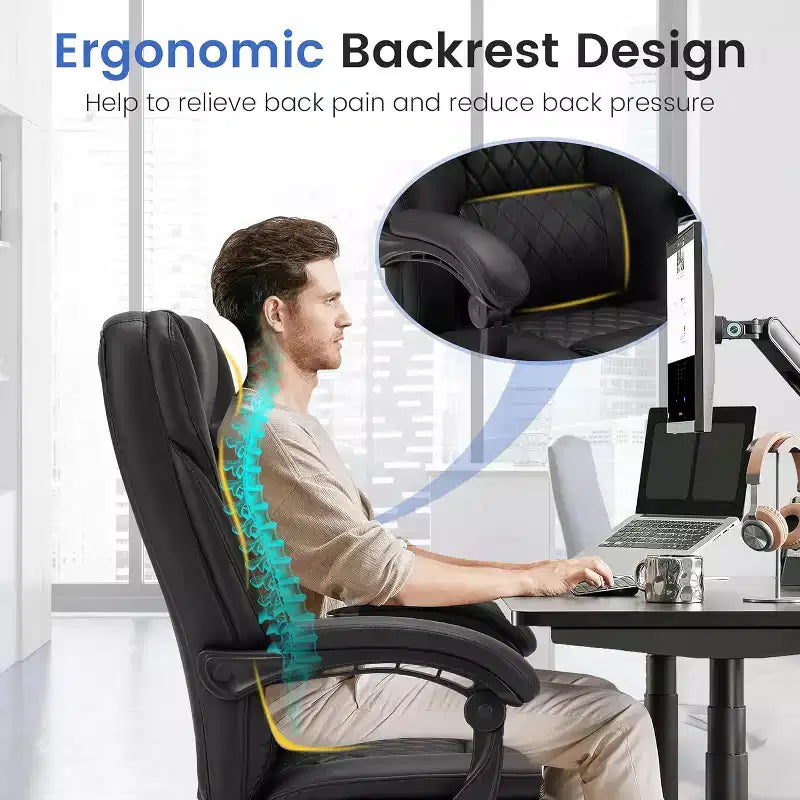 EROMMY 6-Point Massage Office Chair,Black