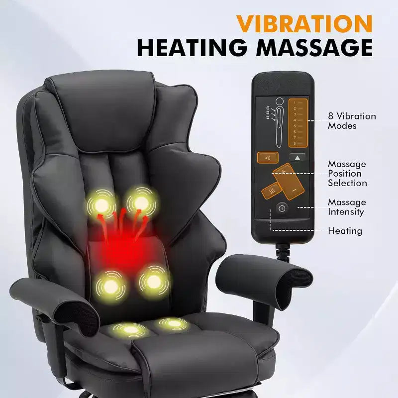 EROMMY 6-Point Massage Office Chair,Grey