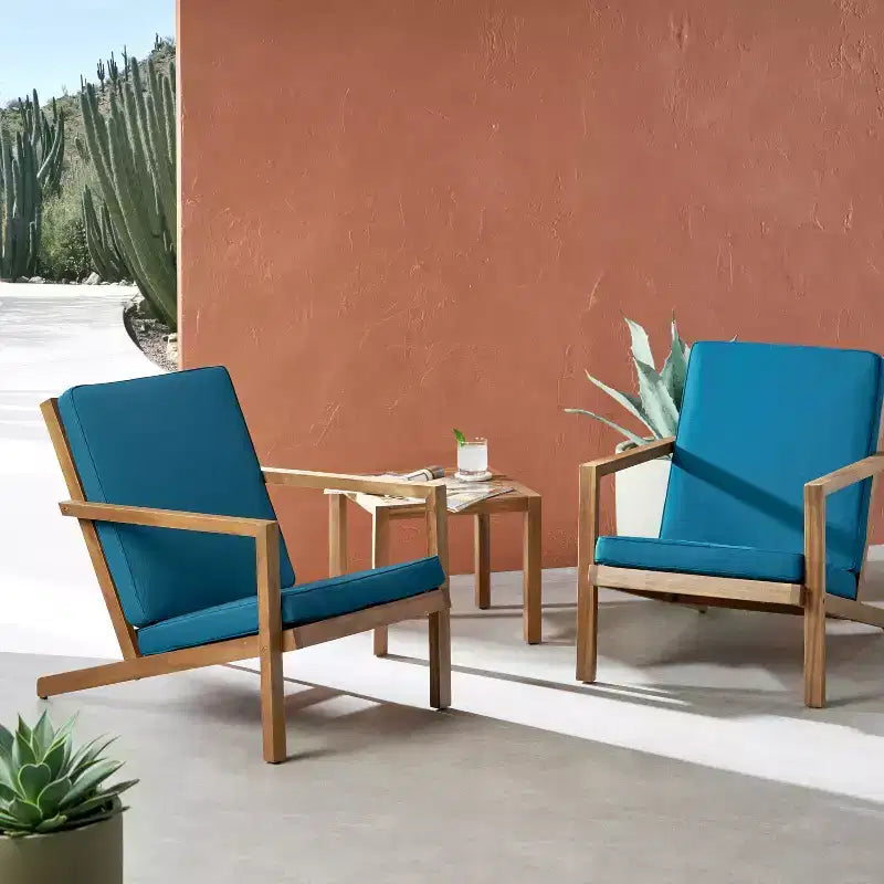 GDFStudio Ludwig - Salon de jardin 3 pièces en acacia avec coussins
