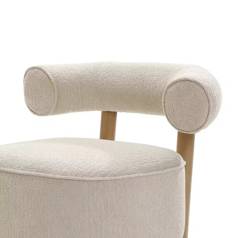 Fauteuil d'appoint moderne en forme de U de couleur crème et beige, rembourré, de LuxenHome
