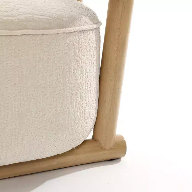 Fauteuil d'appoint moderne en forme de U de couleur crème et beige, rembourré, de LuxenHome