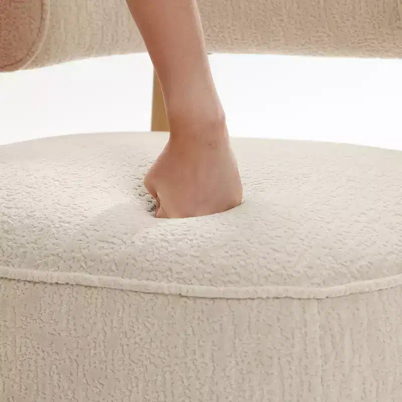 Fauteuil d'appoint moderne en forme de U de couleur crème et beige, rembourré, de LuxenHome