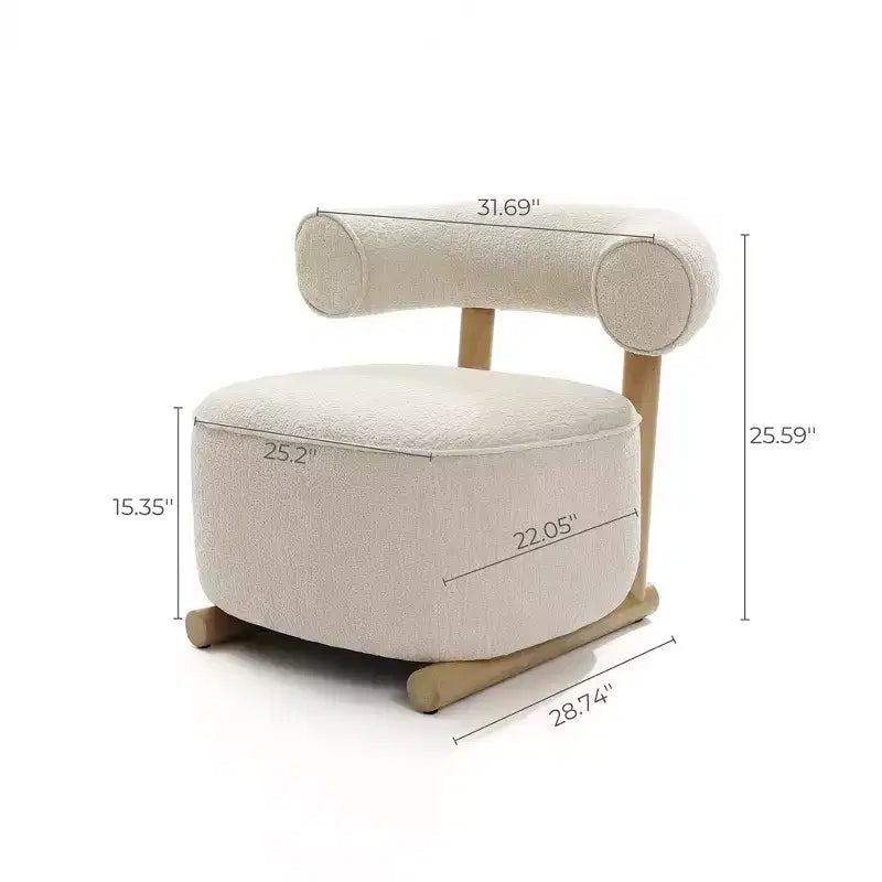 Fauteuil d'appoint moderne en forme de U de couleur crème et beige, rembourré, de LuxenHome