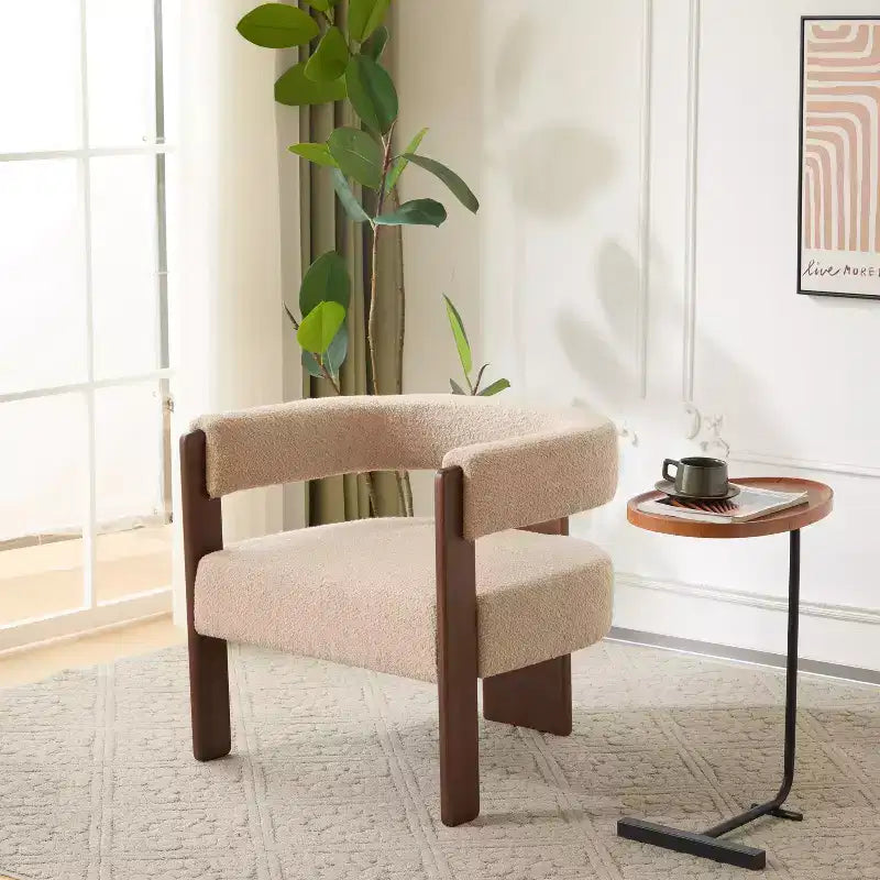 Fauteuil d'appoint rembourré en bois d'hévéa moderne Noah Christopher Knight Home