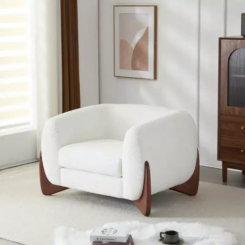 Christopher Knight Home Emilia Fauteuil Club Contemporain Rembourré Bouclé, Beige