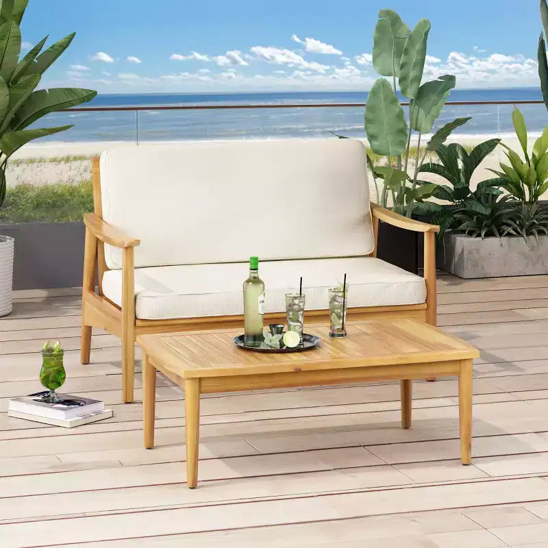 Christopher Knight Home Willowbrook Causeuse et table basse d'extérieur en bois d'acacia