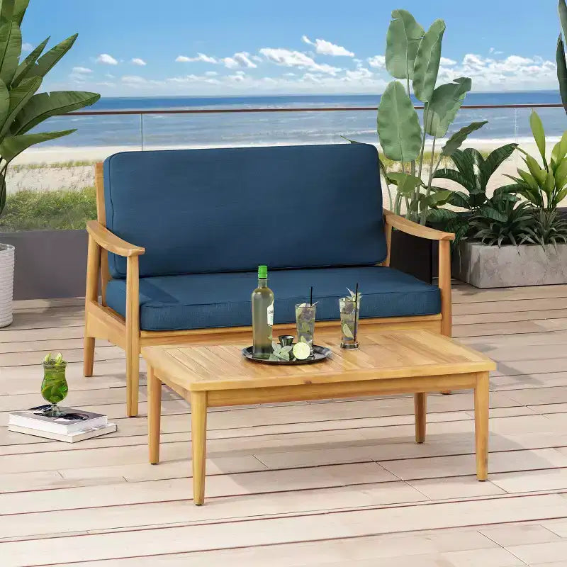 Christopher Knight Home Willowbrook Causeuse et table basse d'extérieur en bois d'acacia