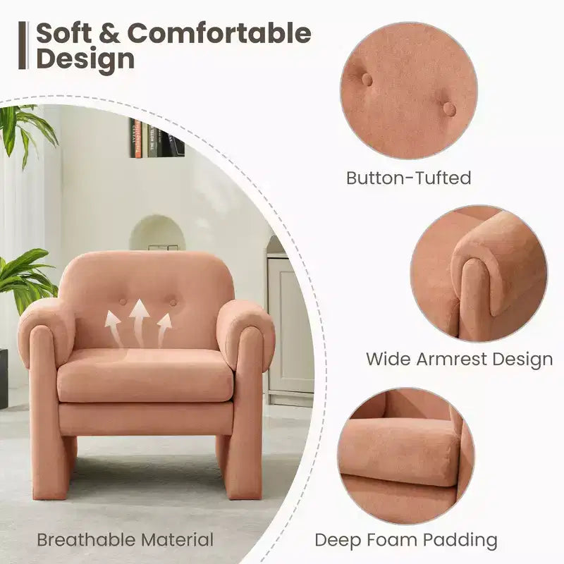 Hyleory 33.07'' Downy Fluffy Cloud Upholstered Accent Chair,Armchair for Bedroom Reception Area Reading Room Living Room(set of 2)