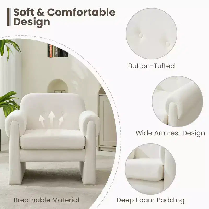 Hyleory 33.07'' Downy Fluffy Cloud Upholstered Accent Chair,Armchair for Bedroom Reception Area Reading Room Living Room(set of 2)