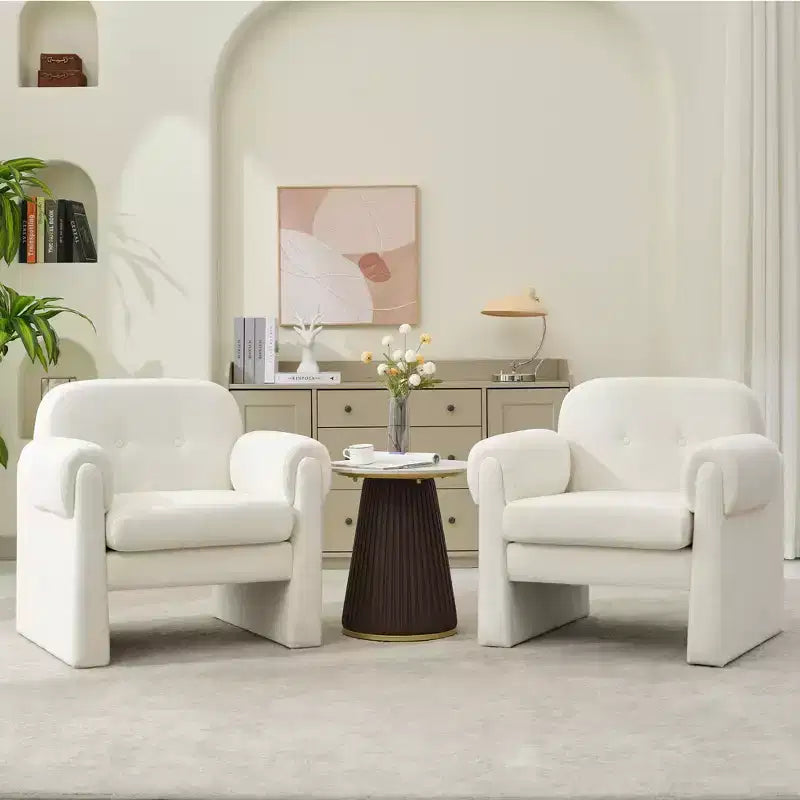 Hyleory 33.07'' Downy Fluffy Cloud Upholstered Accent Chair,Armchair for Bedroom Reception Area Reading Room Living Room(set of 2)