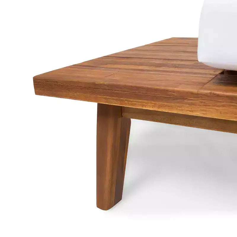Christopher Knight Home Adelia Canapé d'angle en acacia en V pour l'extérieur à 5 places avec coussins