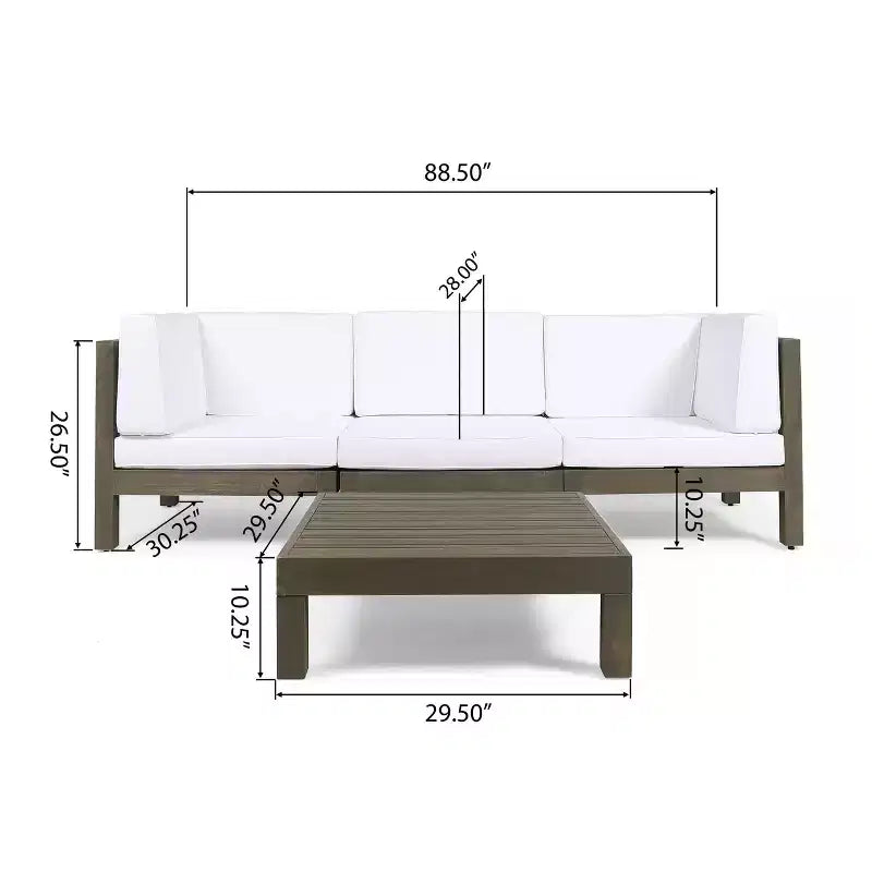 Ensemble canapé 3 places et table basse Christopher Knight Home Brava en bois d'acacia d'extérieur avec coussins