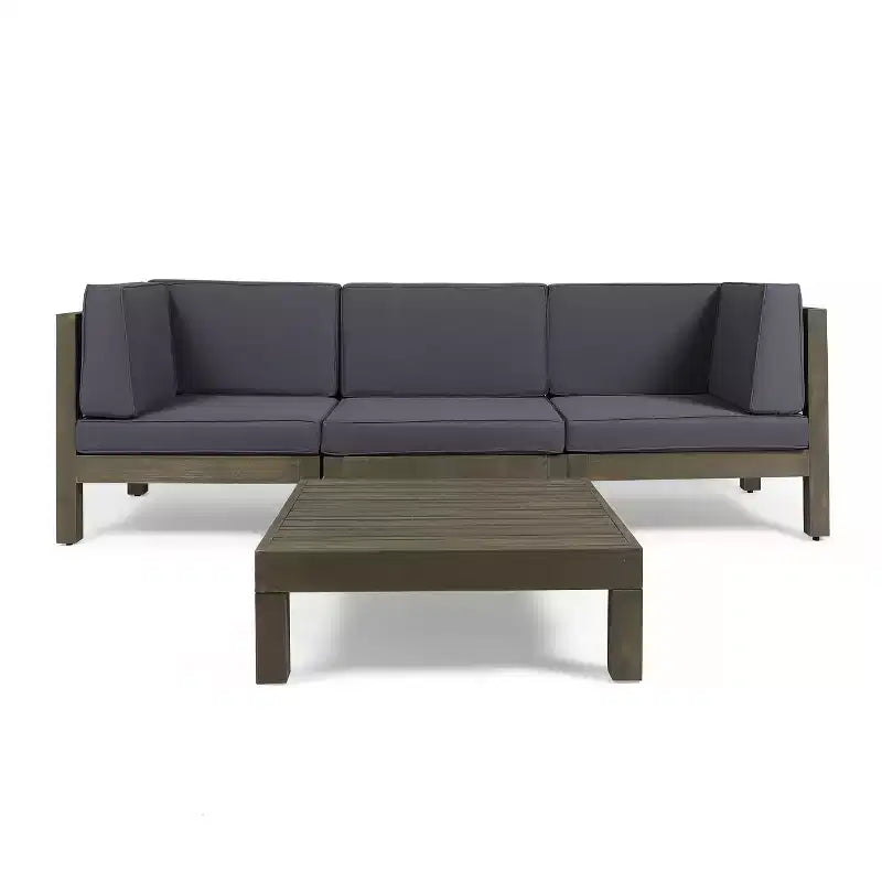 Ensemble canapé 3 places et table basse Christopher Knight Home Brava en bois d'acacia d'extérieur avec coussins
