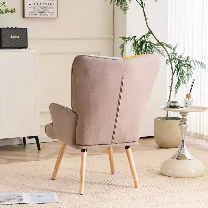 Fauteuil d'appoint rembourré Patchwork FERPIT, Fauteuil de salon avec dossier ailé et accoudoirs