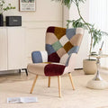 FERPIT Patchwork Upholstered Accent Chair, Living Room Lounge Chair with Wingback and Armrest