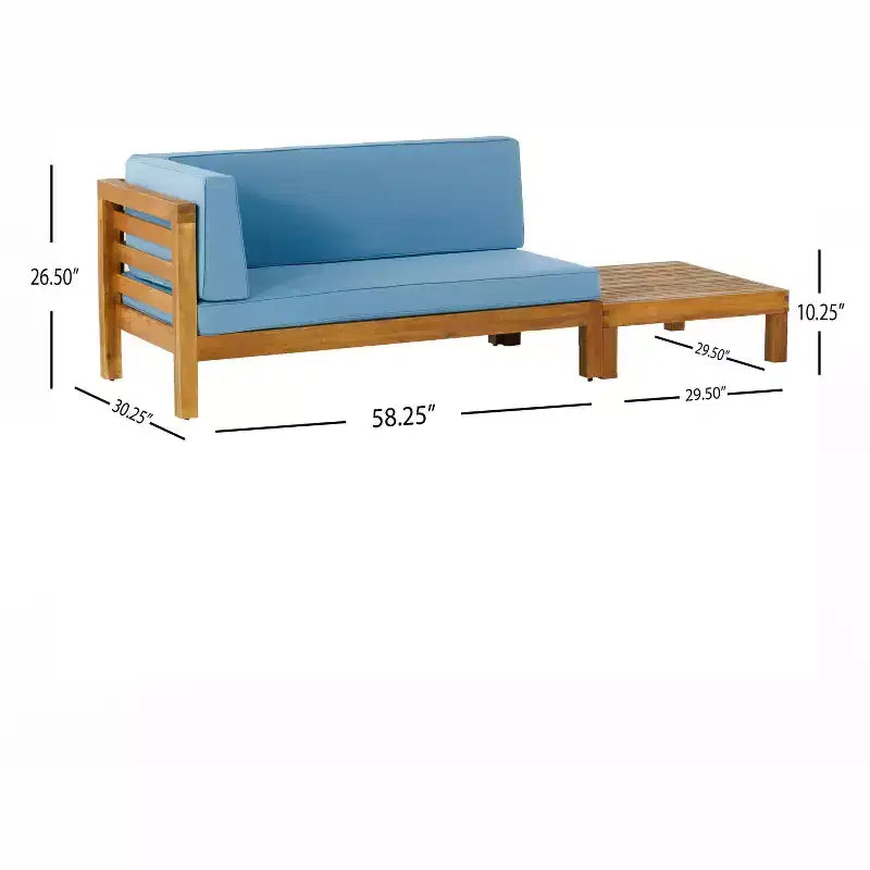 Christopher Knight Home Oana – Causeuse à bras gauche et table basse d’extérieur en bois d’acacia avec coussin