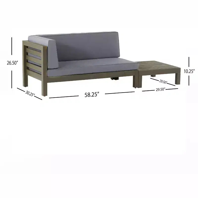 Christopher Knight Home Oana – Causeuse à bras gauche et table basse d’extérieur en bois d’acacia avec coussin