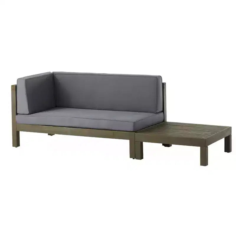 Christopher Knight Home Oana – Causeuse à bras gauche et table basse d’extérieur en bois d’acacia avec coussin