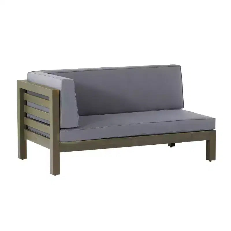 Christopher Knight Home Oana – Causeuse à bras gauche et table basse d’extérieur en bois d’acacia avec coussin