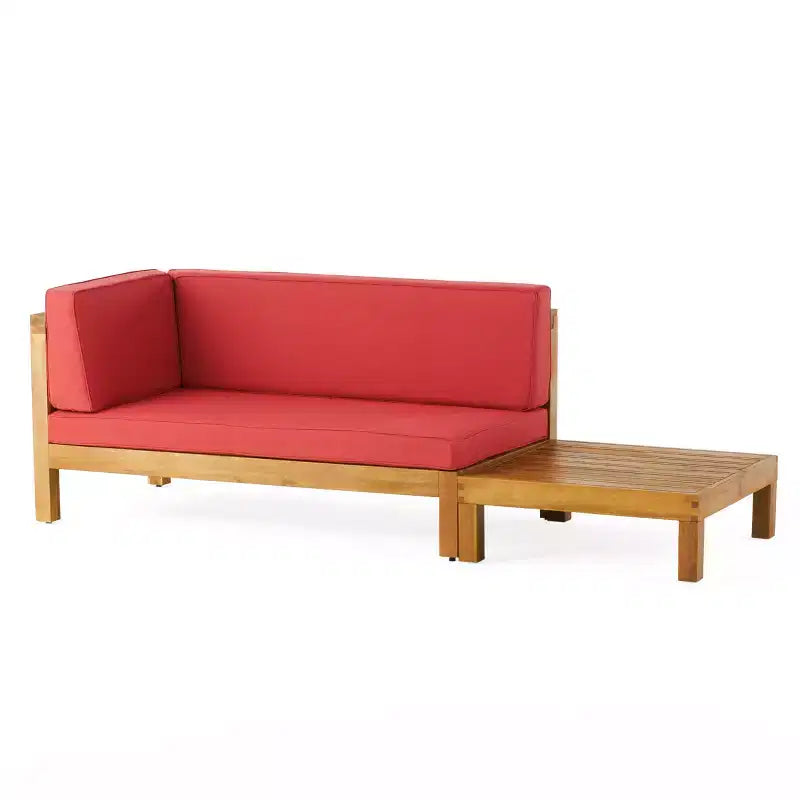 Christopher Knight Home Oana – Causeuse à bras gauche et table basse d’extérieur en bois d’acacia avec coussin