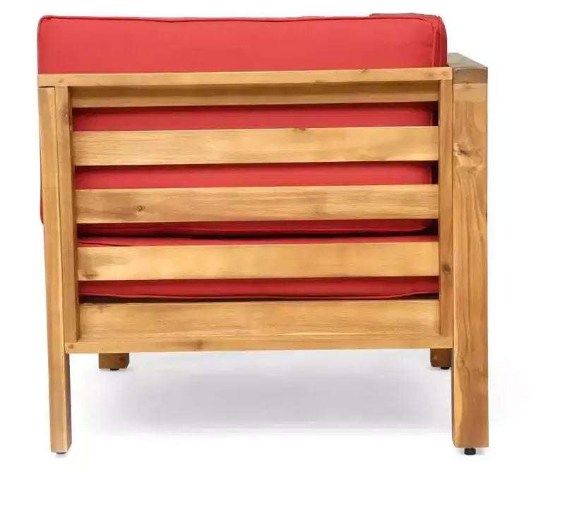 Christopher Knight Home Oana – Causeuse à bras gauche et table basse d’extérieur en bois d’acacia avec coussin