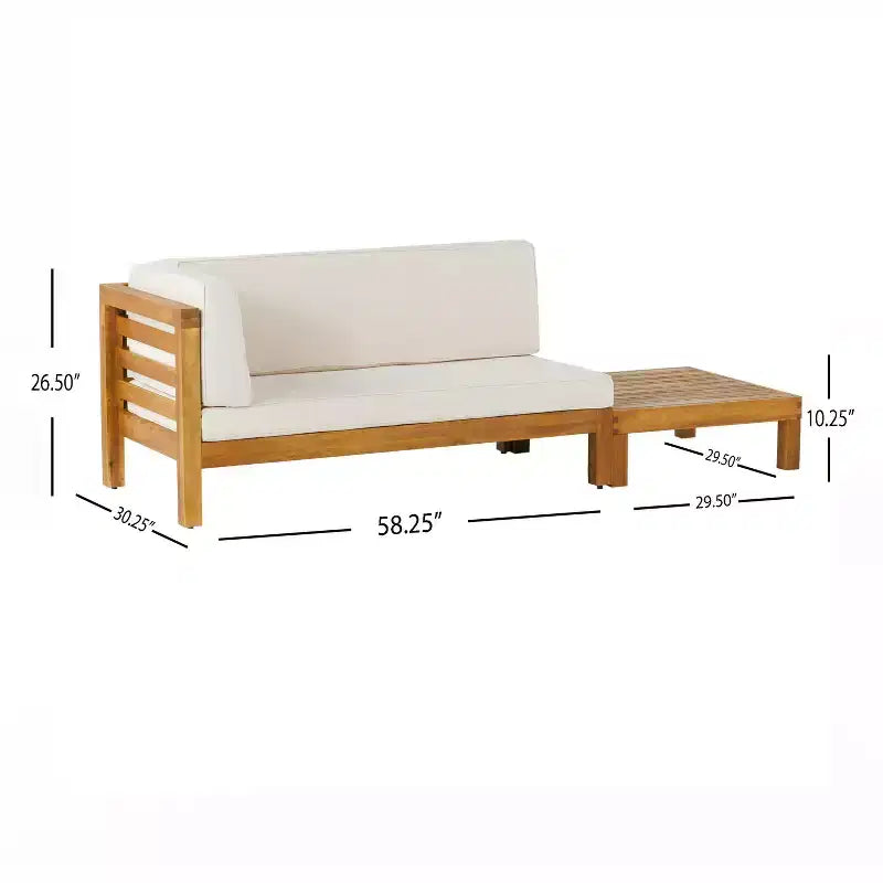 Christopher Knight Home Oana – Causeuse à bras gauche et table basse d’extérieur en bois d’acacia avec coussin