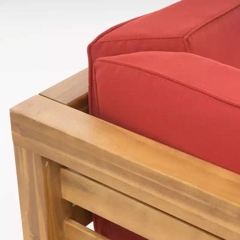 Christopher Knight Home Oana – Causeuse à bras gauche et table basse d’extérieur en bois d’acacia avec coussin