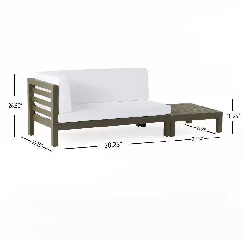 Christopher Knight Home Oana – Causeuse à bras gauche et table basse d’extérieur en bois d’acacia avec coussin