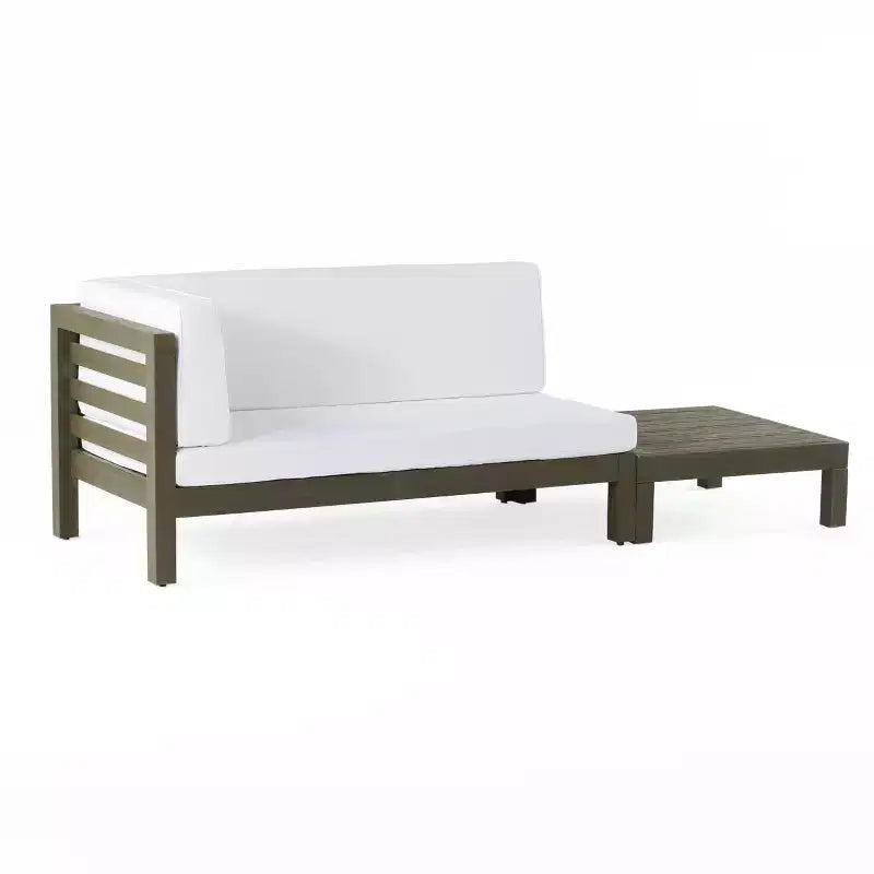 Christopher Knight Home Oana – Causeuse à bras gauche et table basse d’extérieur en bois d’acacia avec coussin