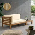 Christopher Knight Home Oana Outdoor Acacia Wood Left Arm Loveseat and Coffee Table Set with Cushion