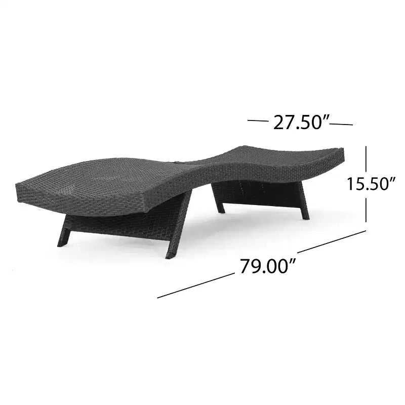 GDFStudio Olivia Ensemble de conversation 3 pièces en osier sans accoudoirs avec chaises longues pliantes et coussins