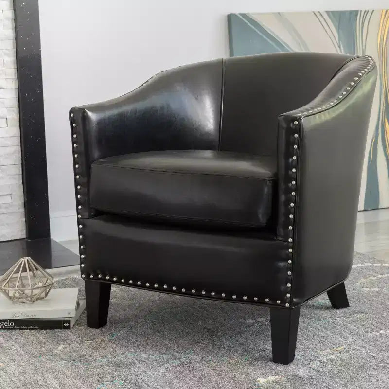 Fauteuil Club Rembourré Contemporain GDFStudio Hawthorne avec Clous Décoratifs