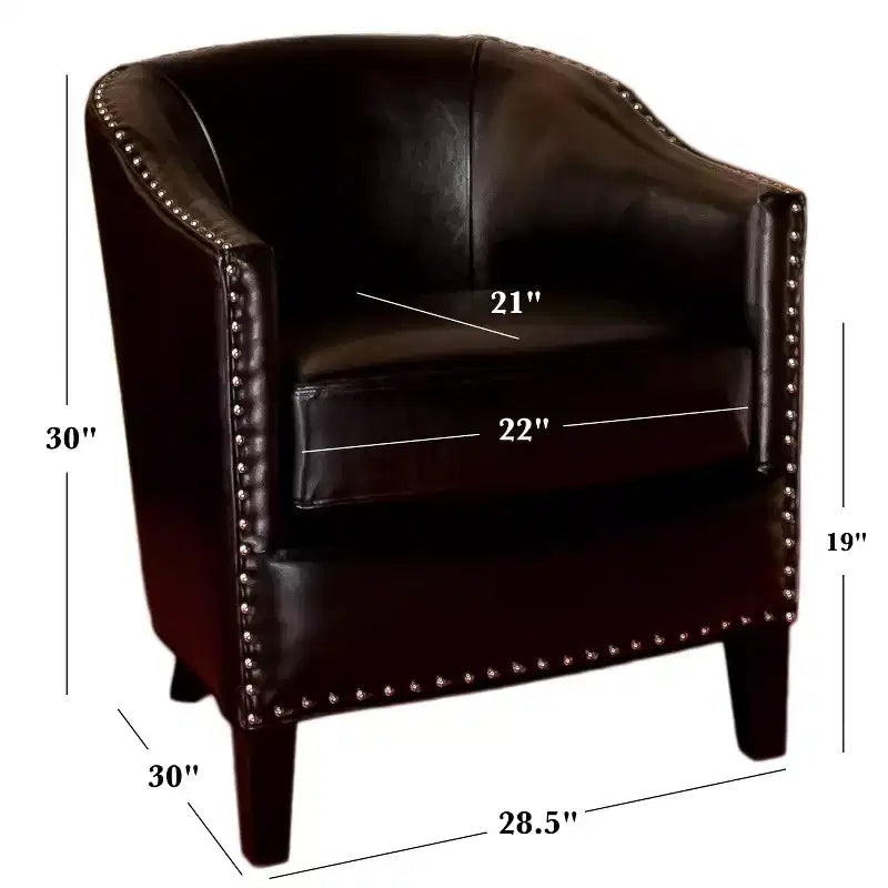Fauteuil Club Rembourré Contemporain GDFStudio Hawthorne avec Clous Décoratifs