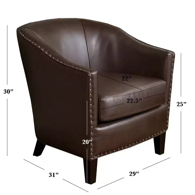 Fauteuil Club Rembourré Contemporain GDFStudio Hawthorne avec Clous Décoratifs
