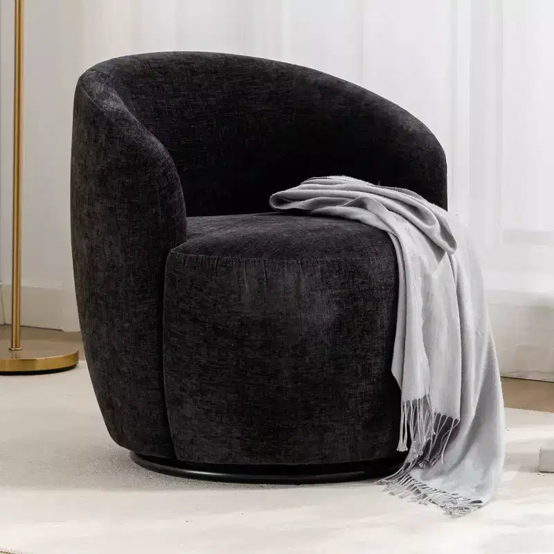 Swivel Accent Chair, Round Rotating Base, Ergonomic Backrest, 360  Rotating Upholstered Living Room Chair