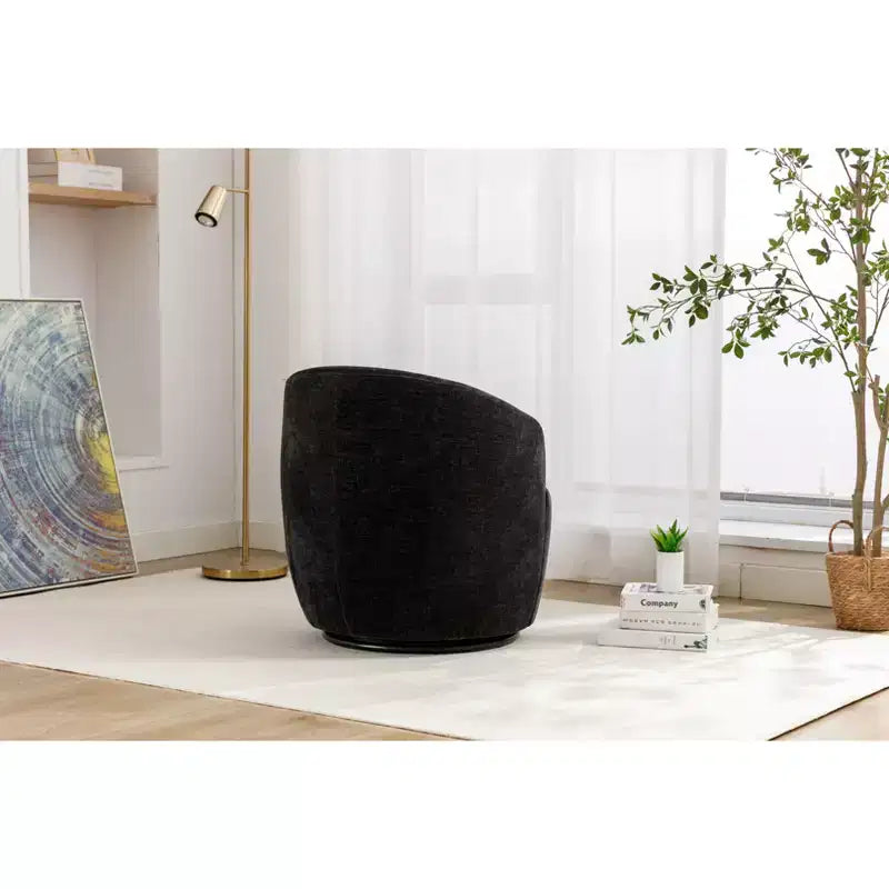 Swivel Accent Chair, Round Rotating Base, Ergonomic Backrest, 360  Rotating Upholstered Living Room Chair