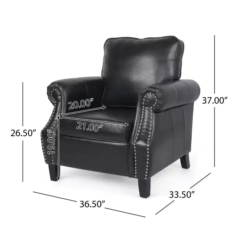 Fauteuil de club en similicuir GDFStudio Dowd 36.50 avec garniture cloutée