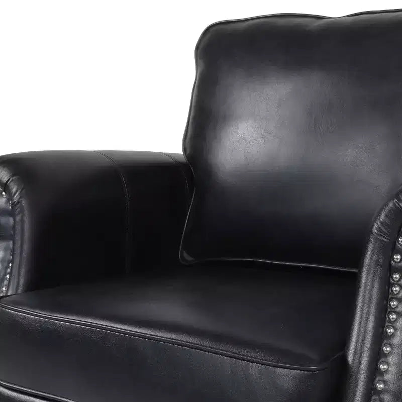 Fauteuil de club en similicuir GDFStudio Dowd 36.50 avec garniture cloutée