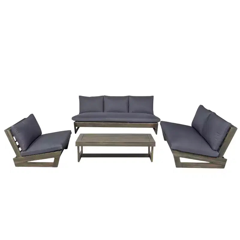 Christopher Knight Home Uland, ensemble de 7 places d'extérieur en bois d'acacia à lattes avec coussins