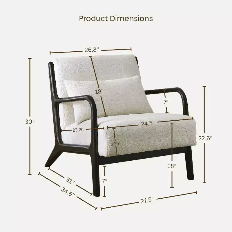 Fauteuil d'appoint Eterna de style moderne du milieu du siècle par Roundhill Furniture avec oreiller lombaire amovible