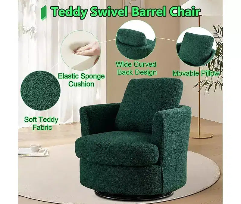 Chaise GDFStudio Bertha pivotante en Boucle de 32 po en bois et acier