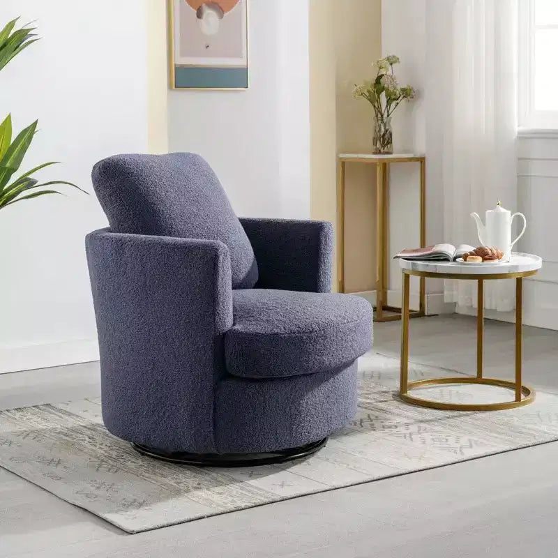 Chaise GDFStudio Bertha pivotante en Boucle de 32 po en bois et acier