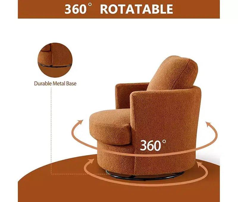 Chaise GDFStudio Bertha pivotante en Boucle de 32 po en bois et acier