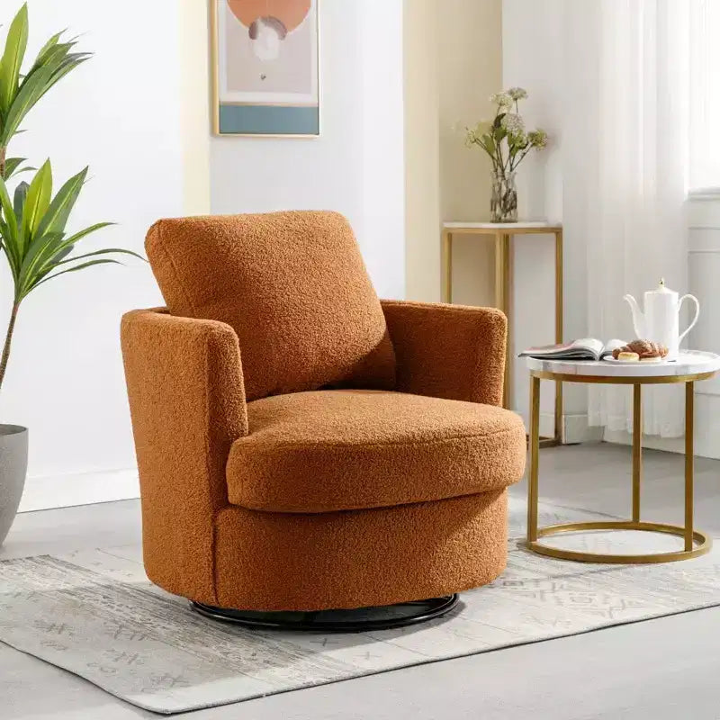 Chaise GDFStudio Bertha pivotante en Boucle de 32 po en bois et acier