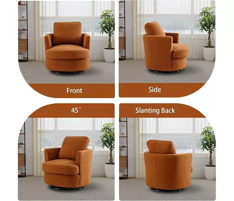 Chaise GDFStudio Bertha pivotante en Boucle de 32 po en bois et acier