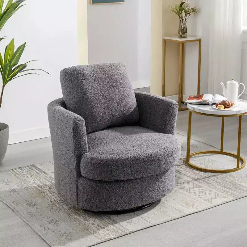 Chaise GDFStudio Bertha pivotante en Boucle de 32 po en bois et acier