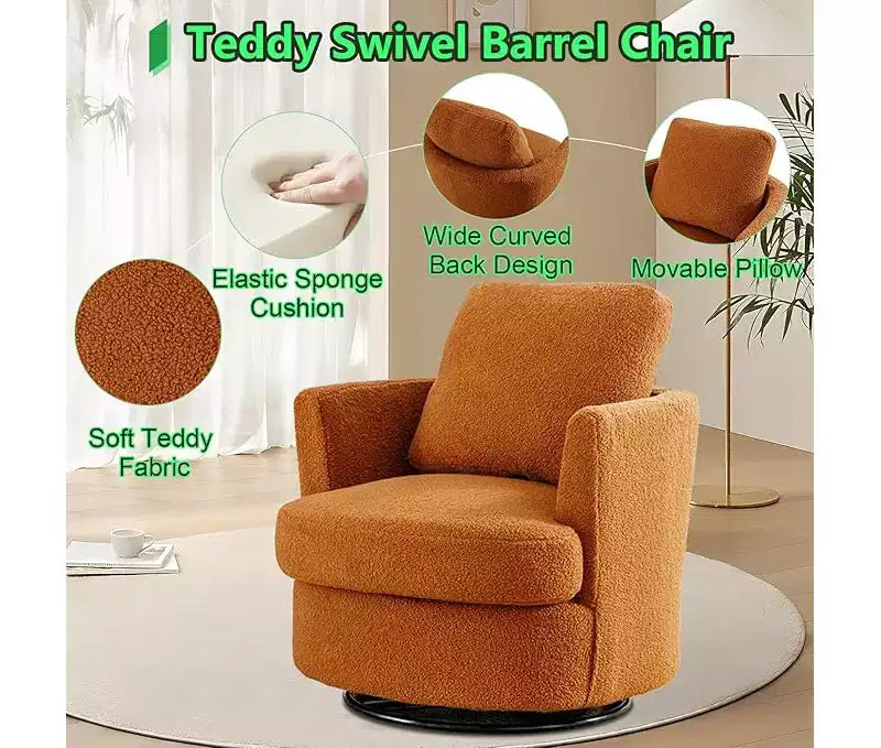 Chaise GDFStudio Bertha pivotante en Boucle de 32 po en bois et acier