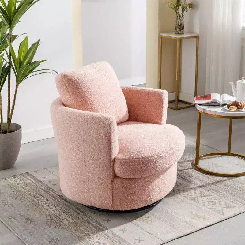 Chaise GDFStudio Bertha pivotante en Boucle de 32 po en bois et acier