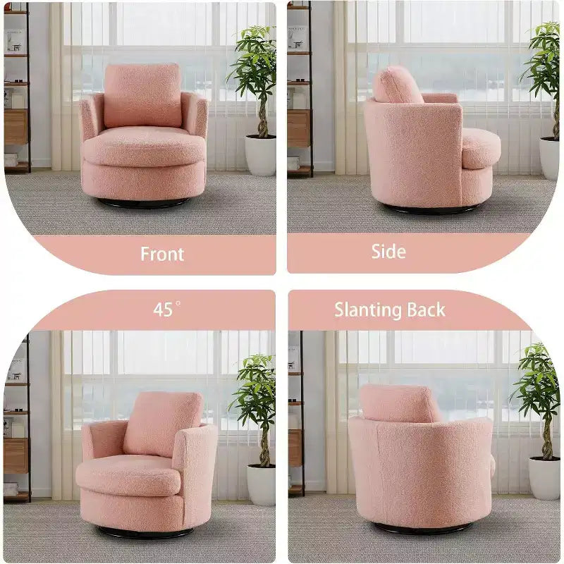 Chaise GDFStudio Bertha pivotante en Boucle de 32 po en bois et acier